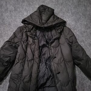 Vintage SAXTON HALL 80’s Long Quilted DOWN Puffer Winter Coat  Black Sz Small